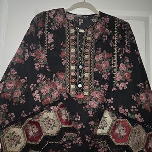 Floral Black Kurta